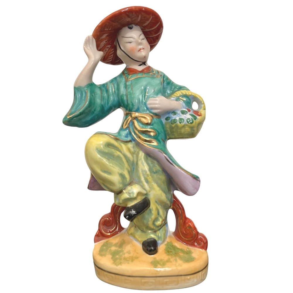VTG Occupied Japan Porcelain Hand painted Oriental Lady Figurine